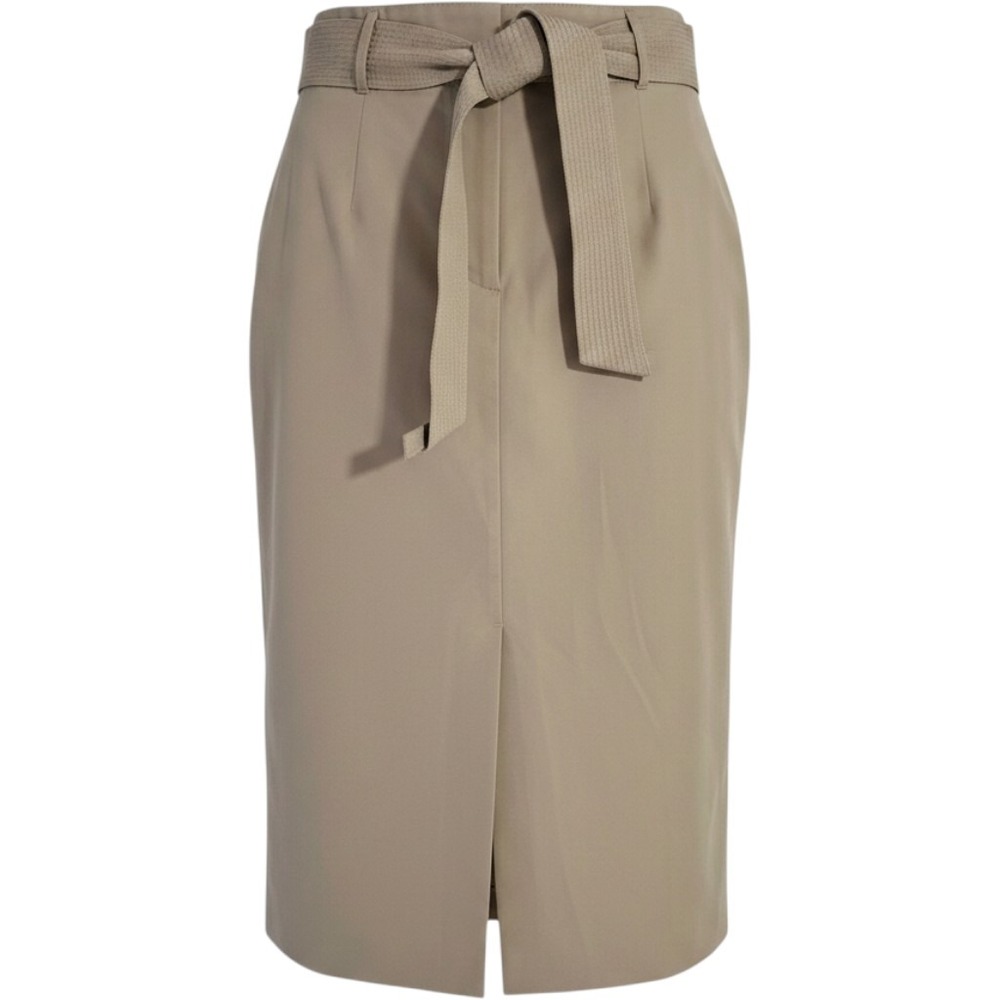 Talbots Womens Tan Khaki Belted Midi Pencil Skirt Size 4 Business Casual Office